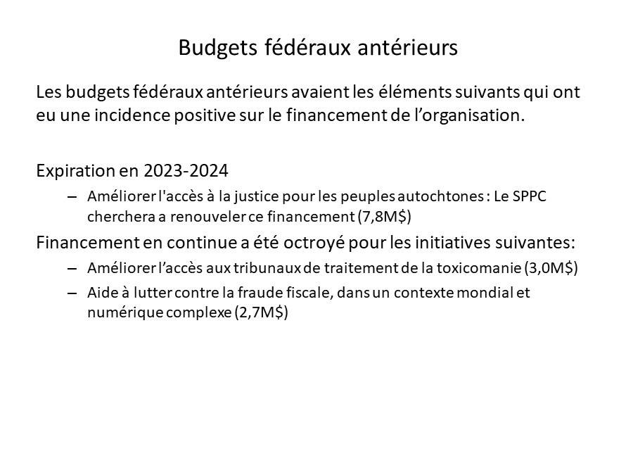 Budgets fédéraux antérieurs
